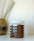 Vintage Brutalist Mushroom Lamp: Mid-Century Modern Wood Table Lamp