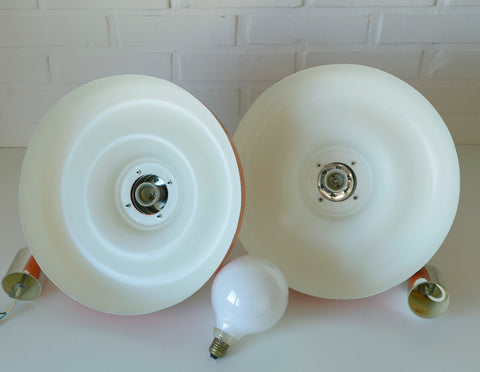 Orange Mid Century Modern Pendant Lamp: Space Age Lighting, 1980s Retro Chandelier