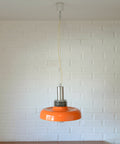 Orange Mid Century Modern Pendant Lamp: Space Age Lighting, 1980s Retro Chandelier