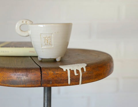 Vintage Industrial Stool: Adjustable Swivel, Rustic Plant Stand