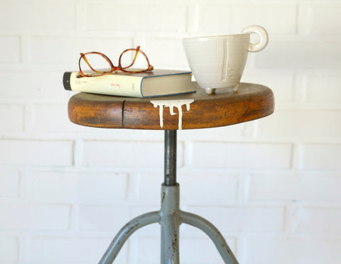 Vintage Industrial Stool: Adjustable Swivel, Rustic Plant Stand