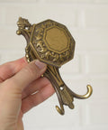 Vintage Cast Brass Wall Hook and Shelf Bracket Set - 1960s Italy
