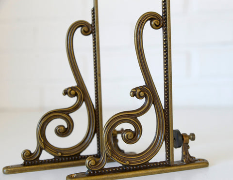 Vintage Cast Brass Wall Hook and Shelf Bracket Set - 1960s Italy