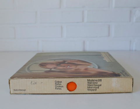 Vintage Orange Plastic Wall Mirror: 1970s Danish Mid-Century Modern