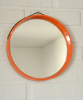 Vintage Orange Plastic Wall Mirror: 1970s Danish Mid-Century Modern