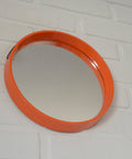 Vintage Orange Plastic Wall Mirror: 1970s Danish Mid-Century Modern