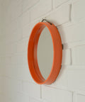 Vintage Orange Plastic Wall Mirror: 1970s Danish Mid-Century Modern