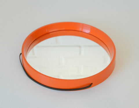 Vintage Orange Plastic Wall Mirror: 1970s Danish Mid-Century Modern