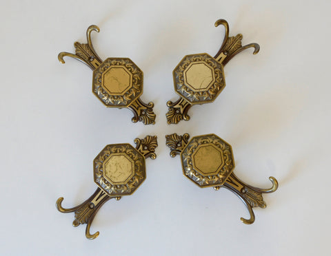 Vintage Cast Brass Wall Hook and Shelf Bracket Set - 1960s Italy