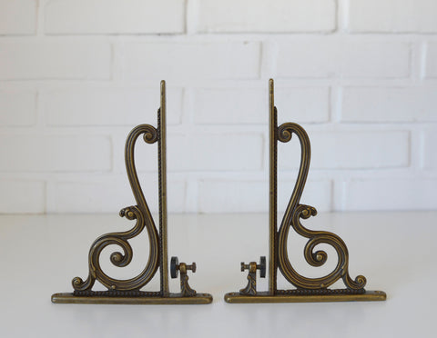 Vintage Cast Brass Wall Hook and Shelf Bracket Set - 1960s Italy