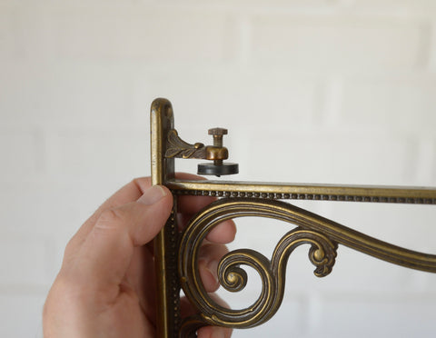 Vintage Cast Brass Wall Hook and Shelf Bracket Set - 1960s Italy