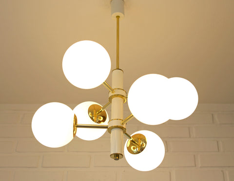 Vintage Sputnik Chandelier: MCM Space Age Pendant Light, Yugoslavia 1970s