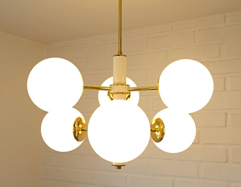 Vintage Sputnik Chandelier: MCM Space Age Pendant Light, Yugoslavia 1970s