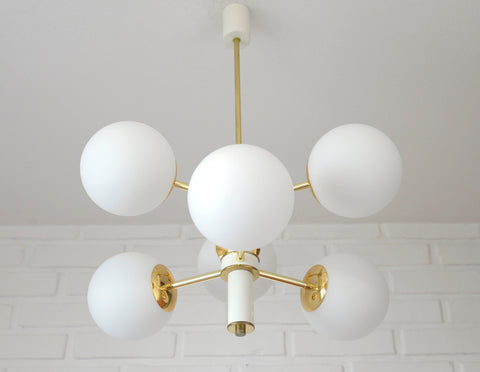 Vintage Sputnik Chandelier: MCM Space Age Pendant Light, Yugoslavia 1970s