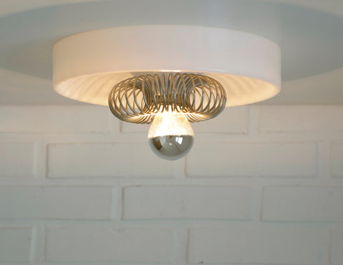 Vintage White Plastic Sconce: MCM Flush Mount Ceiling Light