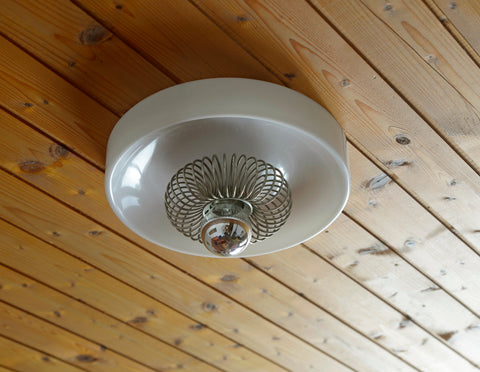 Vintage White Plastic Sconce: MCM Flush Mount Ceiling Light