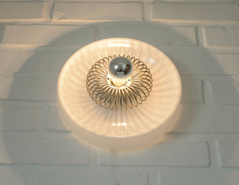 Vintage White Plastic Sconce: MCM Flush Mount Ceiling Light