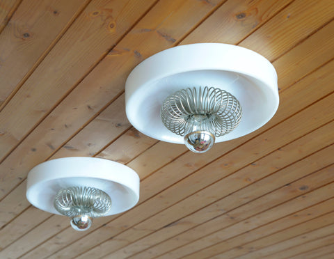 Vintage White Plastic Sconce: MCM Flush Mount Ceiling Light