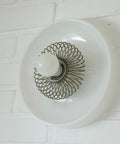 Vintage White Plastic Sconce: MCM Flush Mount Ceiling Light
