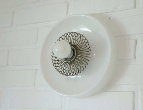 Vintage White Plastic Sconce: MCM Flush Mount Ceiling Light