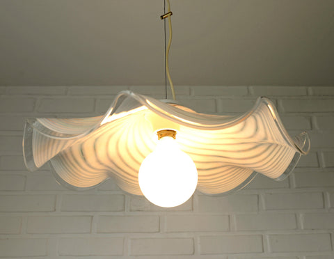 Vintage Murano Glass Swirl Chandelier - 1980s Yugoslavia Pendant Light