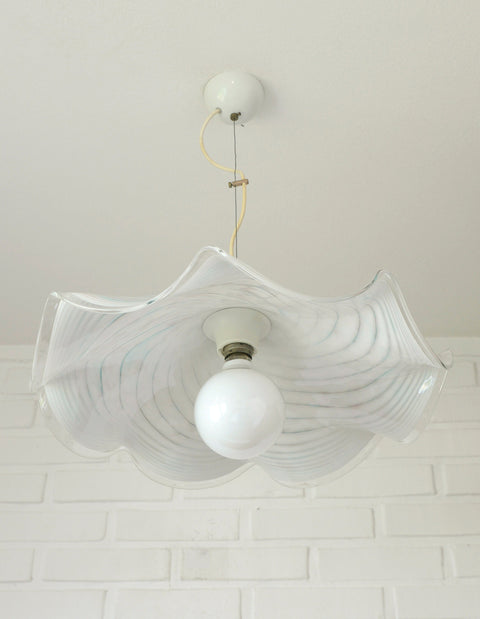 Vintage Murano Glass Swirl Chandelier - 1980s Yugoslavia Pendant Light