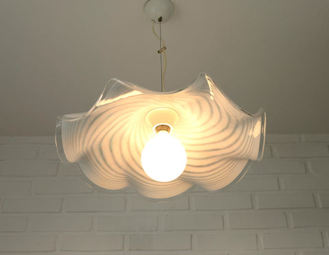 Vintage Murano Glass Swirl Chandelier - 1980s Yugoslavia Pendant Light