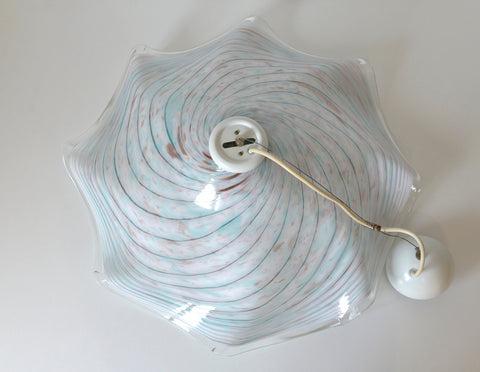 Vintage Murano Glass Swirl Chandelier - 1980s Yugoslavia Pendant Light