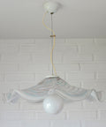 Vintage Murano Glass Swirl Chandelier - 1980s Yugoslavia Pendant Light