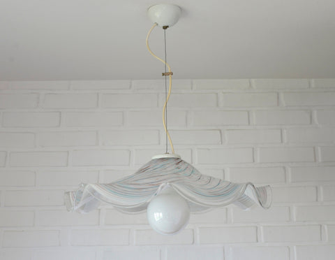 Vintage Murano Glass Swirl Chandelier - 1980s Yugoslavia Pendant Light