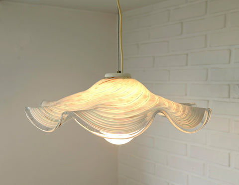 Vintage Murano Glass Swirl Chandelier - 1980s Yugoslavia Pendant Light