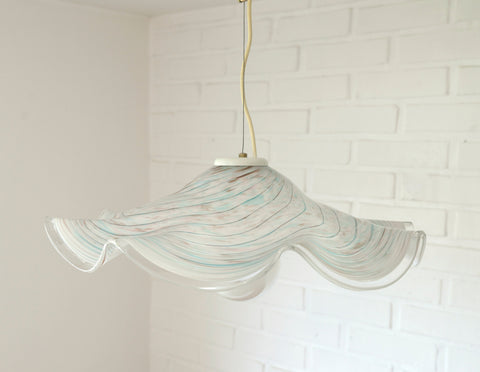 Vintage Murano Glass Swirl Chandelier - 1980s Yugoslavia Pendant Light