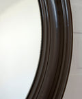Vintage Round Wall Mirror: Large Brown Plastic Frame, Yugoslavia 1980s