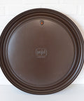 Vintage Round Wall Mirror: Large Brown Plastic Frame, Yugoslavia 1980s