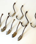 Vintage Metal Wall Hooks: Mid Century Rustic Coat Rack, Set of 9