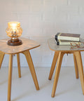Vintage Mid-Century Modern Stools: Beech Wood Plant Stands, Set of 2