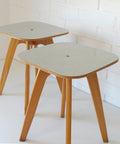 Vintage Mid-Century Modern Stools: Beech Wood Plant Stands, Set of 2