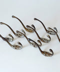 Vintage Metal Wall Hooks: Mid Century Rustic Coat Rack, Set of 9