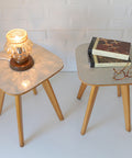 Vintage Mid-Century Modern Stools: Beech Wood Plant Stands, Set of 2