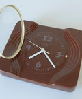Vintage Brown Ceramic Wall Clock: Mid Century Retro Decor