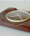 Vintage Brown Ceramic Wall Clock: Mid Century Retro Decor