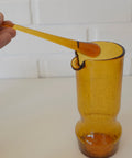 Vintage Amber Crackle Glass Shot Glass Set: Mid Century Modern Barware