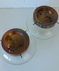Set of 2 Vintage Space Age Sconces: Copper Industrial Flush Mount Lights