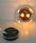 Set of 2 Vintage Space Age Sconces: Copper Industrial Flush Mount Lights