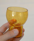 Vintage Amber Crackle Glass Shot Glass Set: Mid Century Modern Barware