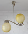 Antique Art Deco Chandelier: Caramel Glass Pendant Lamp, Yugoslavia 1940s