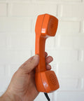 Vintage Orange Rotary Telephone: Mid-Century Modern Office Decor