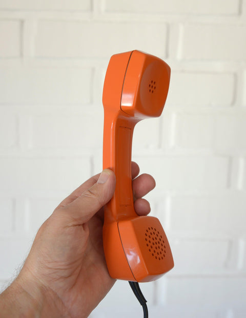Vintage Orange Rotary Telephone: Mid-Century Modern Office Decor