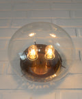 Set of 2 Vintage Space Age Sconces: Copper Industrial Flush Mount Lights
