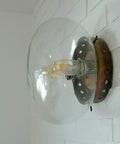 Set of 2 Vintage Space Age Sconces: Copper Industrial Flush Mount Lights